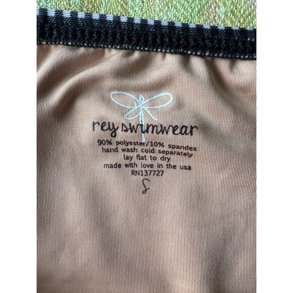 NWT Rey Swim High Waist Shirred Black White Gingham Retro Pinup Swim Bottom S - Picture 5 of 5